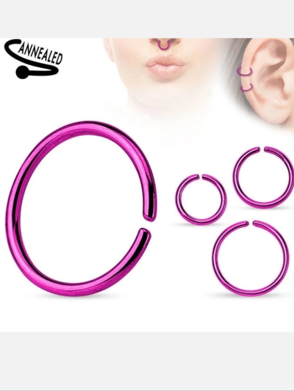 3 Nose Ring Hoops